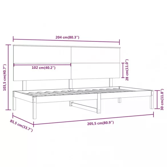 tömör fenyőfa kanapéágy matrac nélkül 80 x 200 cm