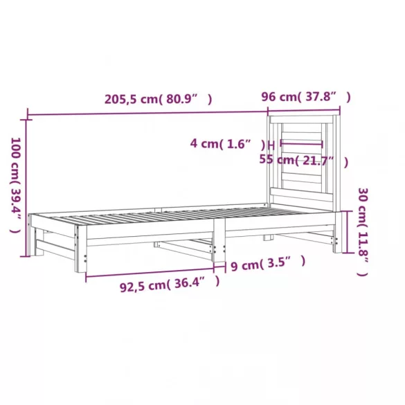 fehér tömör fenyőfa kihúzható kanapéágy 2 x (90 x 200) cm