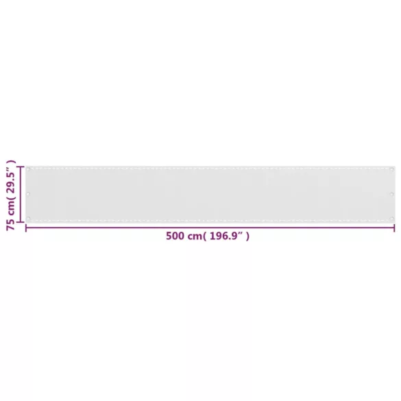 fehér HDPE erkélyparaván 75 x 500 cm