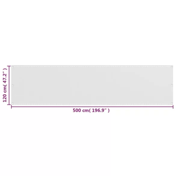 fehér HDPE erkélytakaró 120 x 500 cm