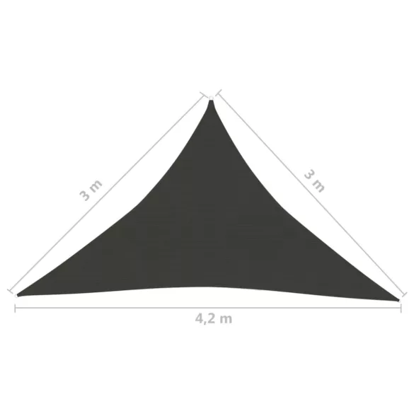 antracitszürke HDPE napvitorla 160 g/m² 3 x 3 x 4,2 m