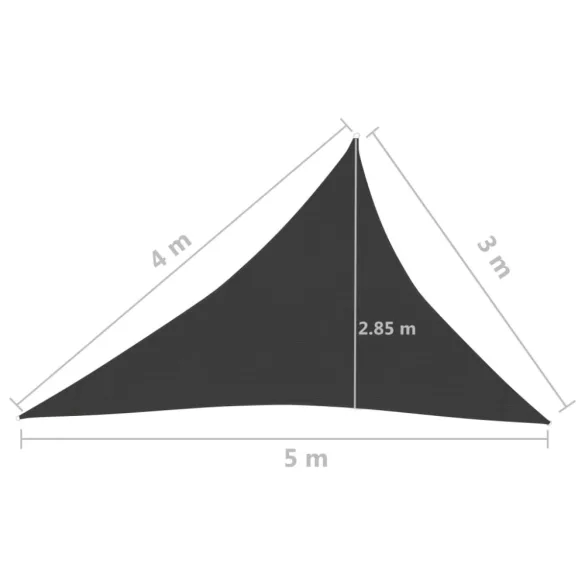 antracitszürke HDPE napvitorla 160 g/m² 3 x 4 x 5 m