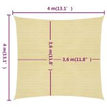 bézs HDPE napvitorla 160 g/m² 4 x 4 m