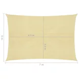 bézs HDPE napvitorla 160 g/m² 6 x 7 m