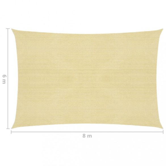 bézs HDPE napvitorla 160 g/m² 6 x 8 m
