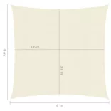 krémszínű HDPE napvitorla 160 g/m² 4 x 4 m