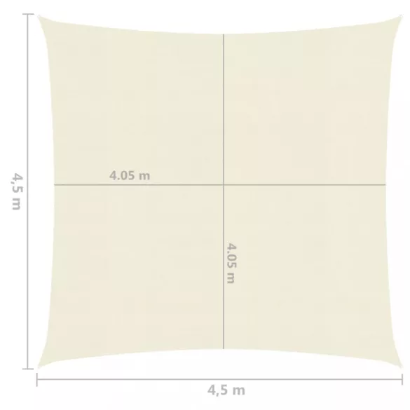 krémszínű HDPE napvitorla 160 g/m² 4,5 x 4,5 m