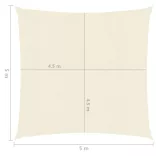 krémszínű HDPE napvitorla 160 g/m² 5 x 5 m