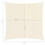 krémszínű HDPE napvitorla 160 g/m² 7 x 7 m
