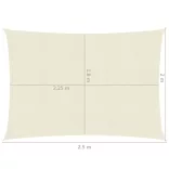 krémszínű HDPE napvitorla 160 g/m² 2 x 2,5 m