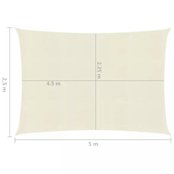 krémszínű HDPE napvitorla 160 g/m² 2,5 x 5 m
