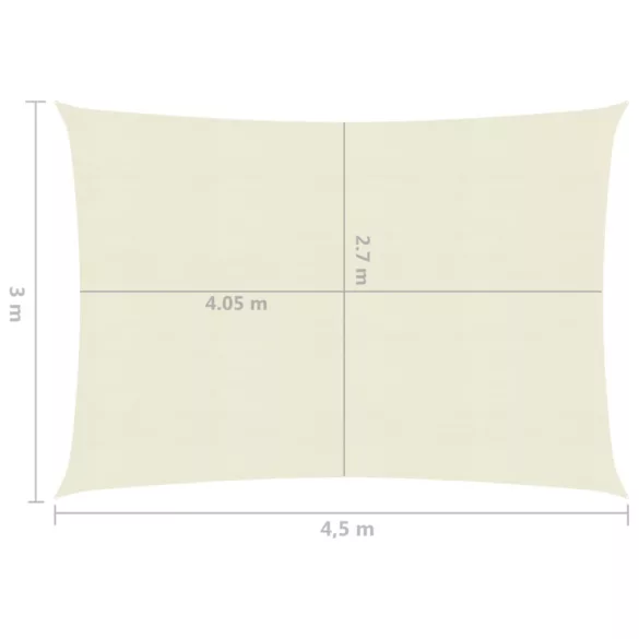 krémszínű HDPE napvitorla 160 g/m² 3 x 4,5 m