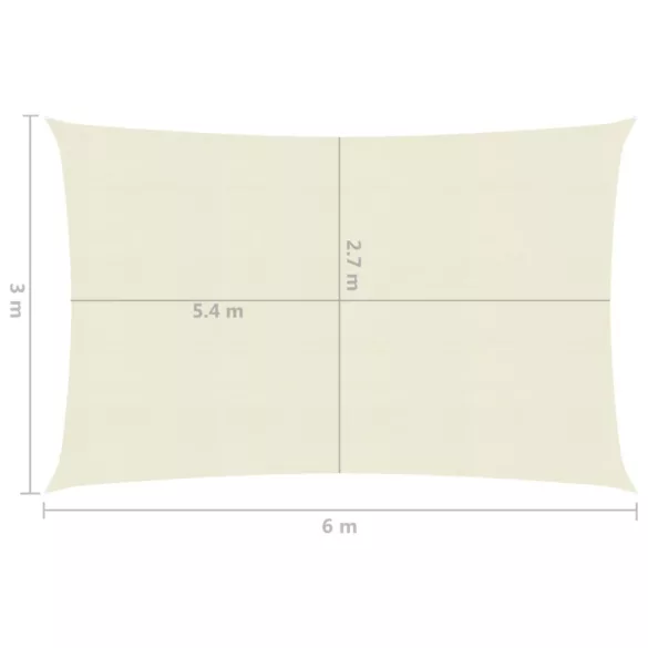 krémszínű HDPE napvitorla 160 g/m² 3 x 6 m