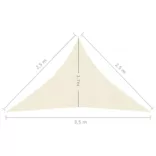 krémszínű HDPE napvitorla 160 g/m² 2,5 x 2,5 x 3,5 m