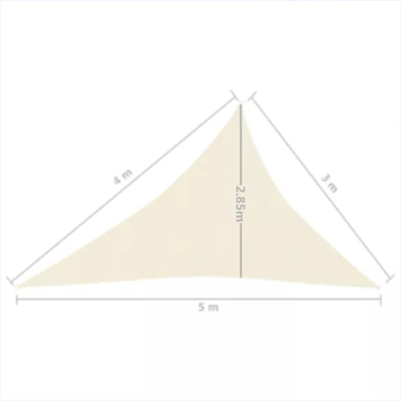 krémszínű HDPE napvitorla 160 g/m² 3 x 4 x 5 m