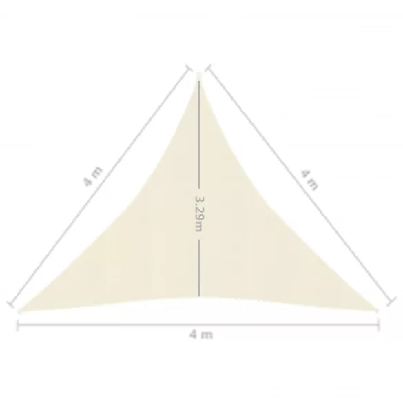 krémszínű HDPE napvitorla 160 g/m² 4 x 4 x 4 m