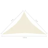 krémszínű HDPE napvitorla 160 g/m² 4 x 4 x 5,8 m