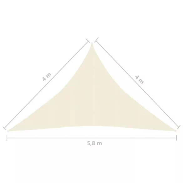 krémszínű HDPE napvitorla 160 g/m² 4 x 4 x 5,8 m