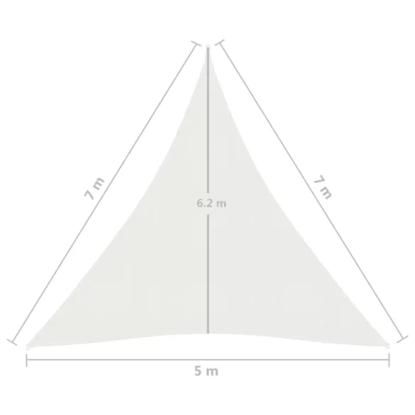 fehér HDPE napvitorla 160 g/m² 5 x 7 x 7 m