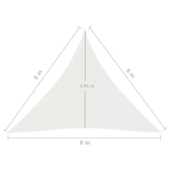 fehér HDPE napvitorla 160 g/m² 6 x 6 x 6 m