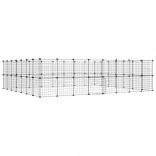 60 paneles fekete acél kisállatketrec ajtóval 35 x 35 cm