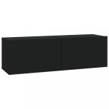 4 db fekete fali TV-szekrény 100 x 30 x 30 cm