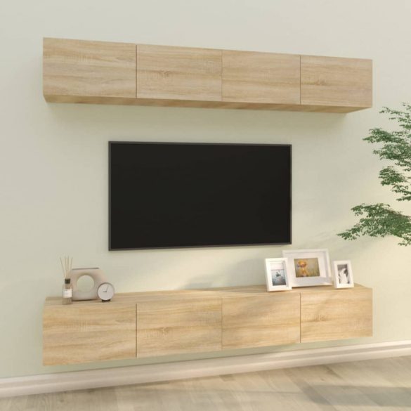 4 db sonoma tölgy színű fali TV-szekrény 100 x 30 x 30 cm