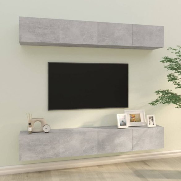 4 db betonszürke fali TV-szekrény 100 x 30 x 30 cm