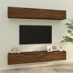 4 db barna tölgy színű fali TV-szekrény 100 x 30 x 30 cm