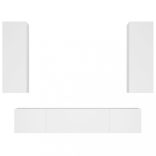 4 részes fehér szerelt fa TV-szekrényszett