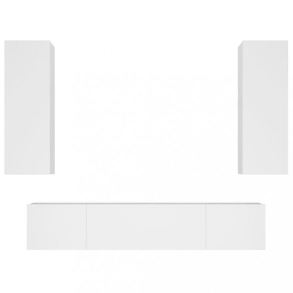 4 részes fehér szerelt fa TV-szekrényszett