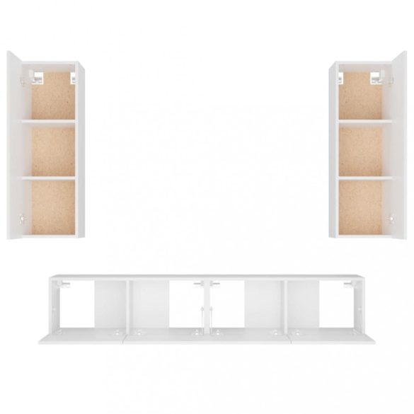 4 részes fehér szerelt fa TV-szekrényszett
