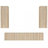 4 részes sonoma tölgy színű szerelt fa TV-szekrényszett