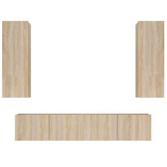 4 részes sonoma tölgy színű szerelt fa TV-szekrényszett
