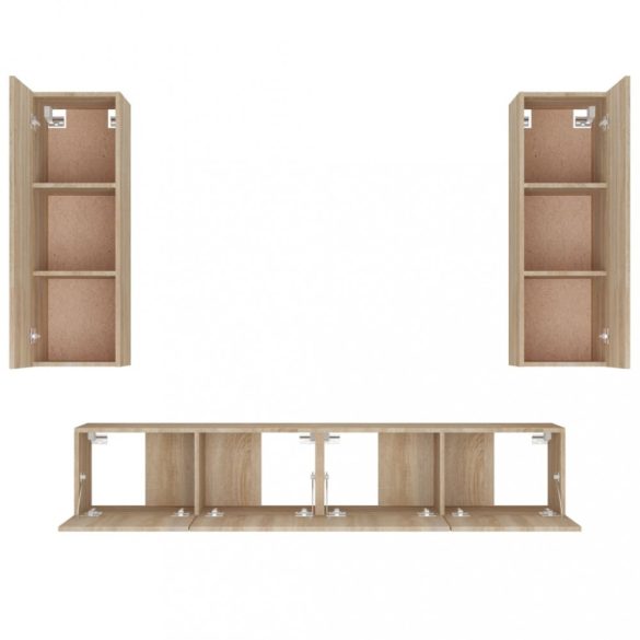 4 részes sonoma tölgy színű szerelt fa TV-szekrényszett