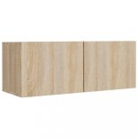 4 részes sonoma tölgy színű szerelt fa TV-szekrényszett