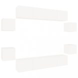 8 részes fehér szerelt fa TV-szekrényszett