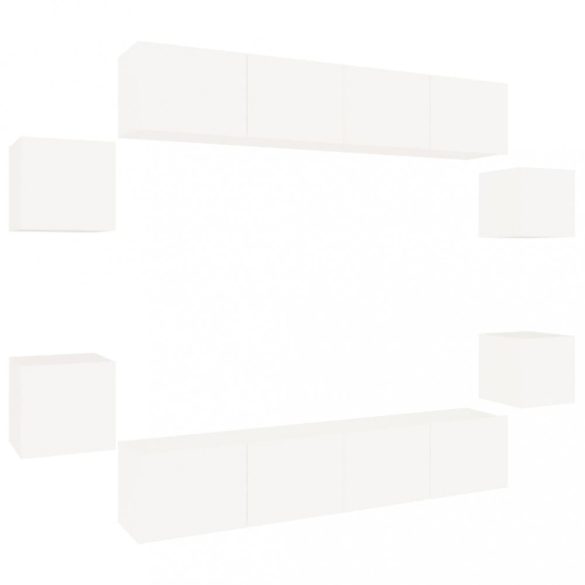 8 részes fehér szerelt fa TV-szekrényszett