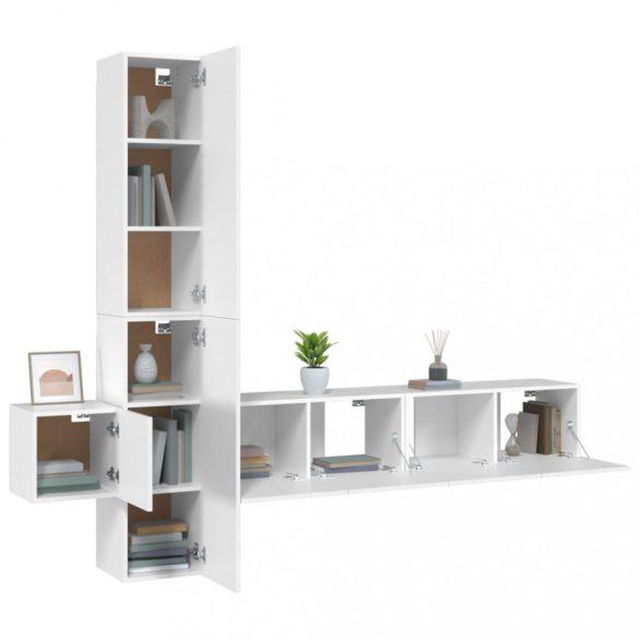 5 részes fehér szerelt fa TV-szekrényszett