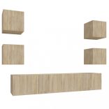 6 részes sonoma tölgy színű szerelt fa TV-szekrényszett