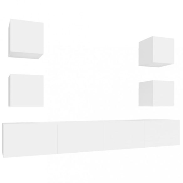 6 részes fehér szerelt fa TV-szekrényszett