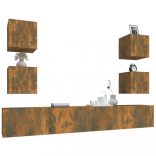 6 részes füstös tölgy színű szerelt fa TV-szekrényszett