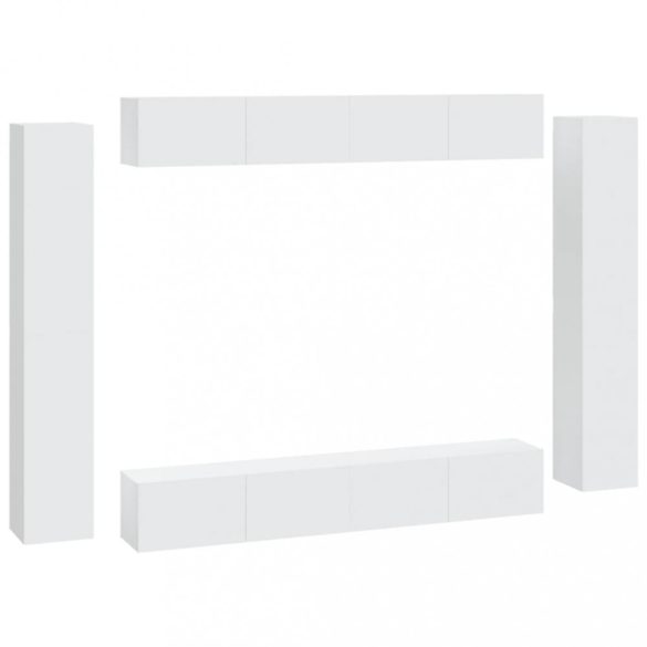 8 részes fehér szerelt fa TV-szekrényszett