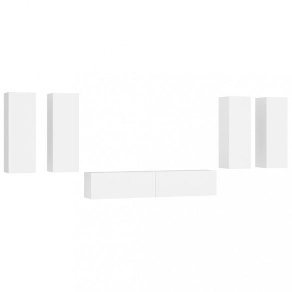 6 részes fehér szerelt fa TV-szekrényszett