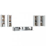 6 részes fehér szerelt fa TV-szekrényszett