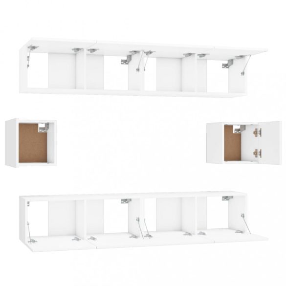 6 részes fehér szerelt fa TV-szekrényszett