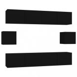 6 részes fekete szerelt fa TV-szekrényszett