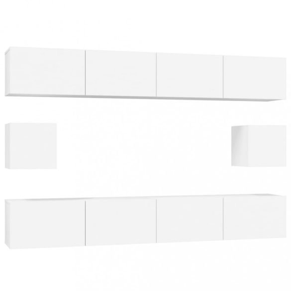 6 részes fehér szerelt fa TV-szekrényszett