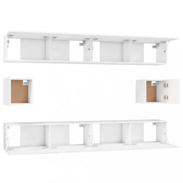 6 részes fehér szerelt fa TV-szekrényszett