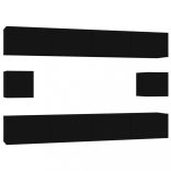 6 részes fekete szerelt fa TV-szekrényszett